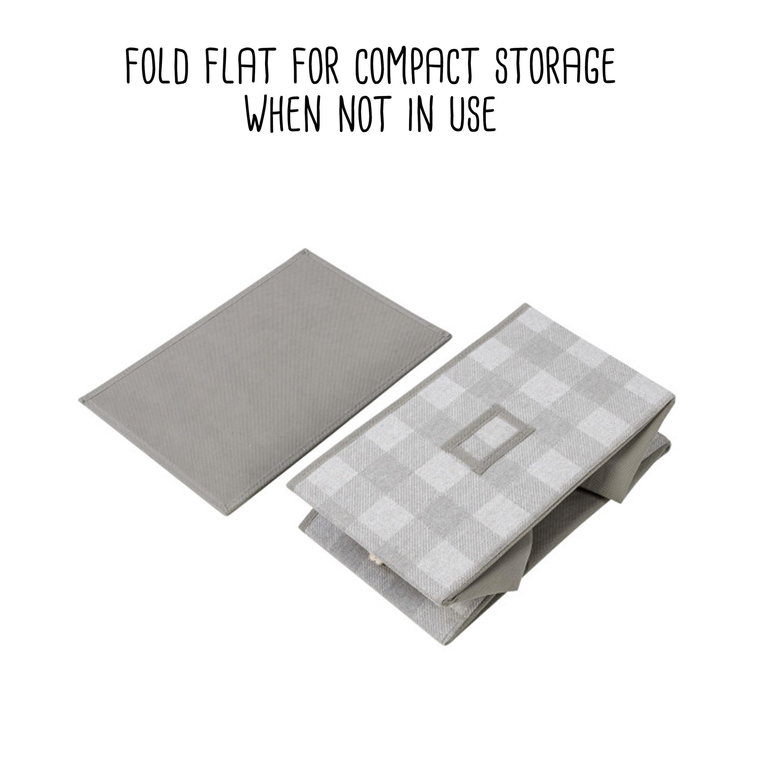 gray plaid folding large fabric storage bins with handles (set of 3) gray plaid folding large fabric storage bins with handles (set of 3)