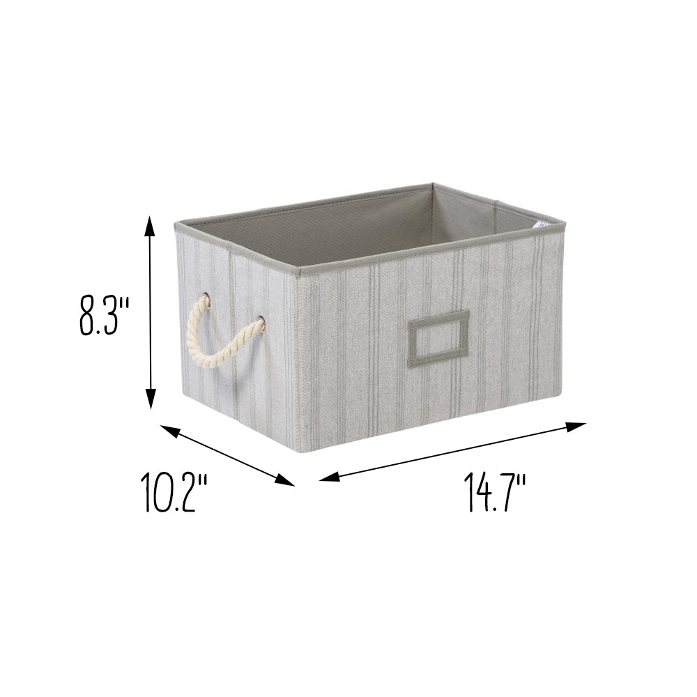 gray stripes folding large fabric storage bins with handles (set of 3) gray stripes folding large fabric storage bins with handles (set of 3)