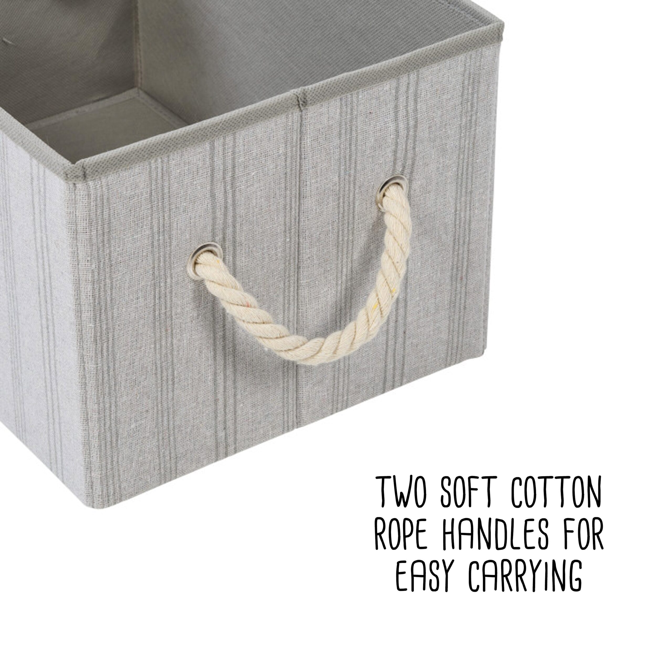 gray stripes folding large fabric storage bins with handles (set of 3) gray stripes folding large fabric storage bins with handles (set of 3)