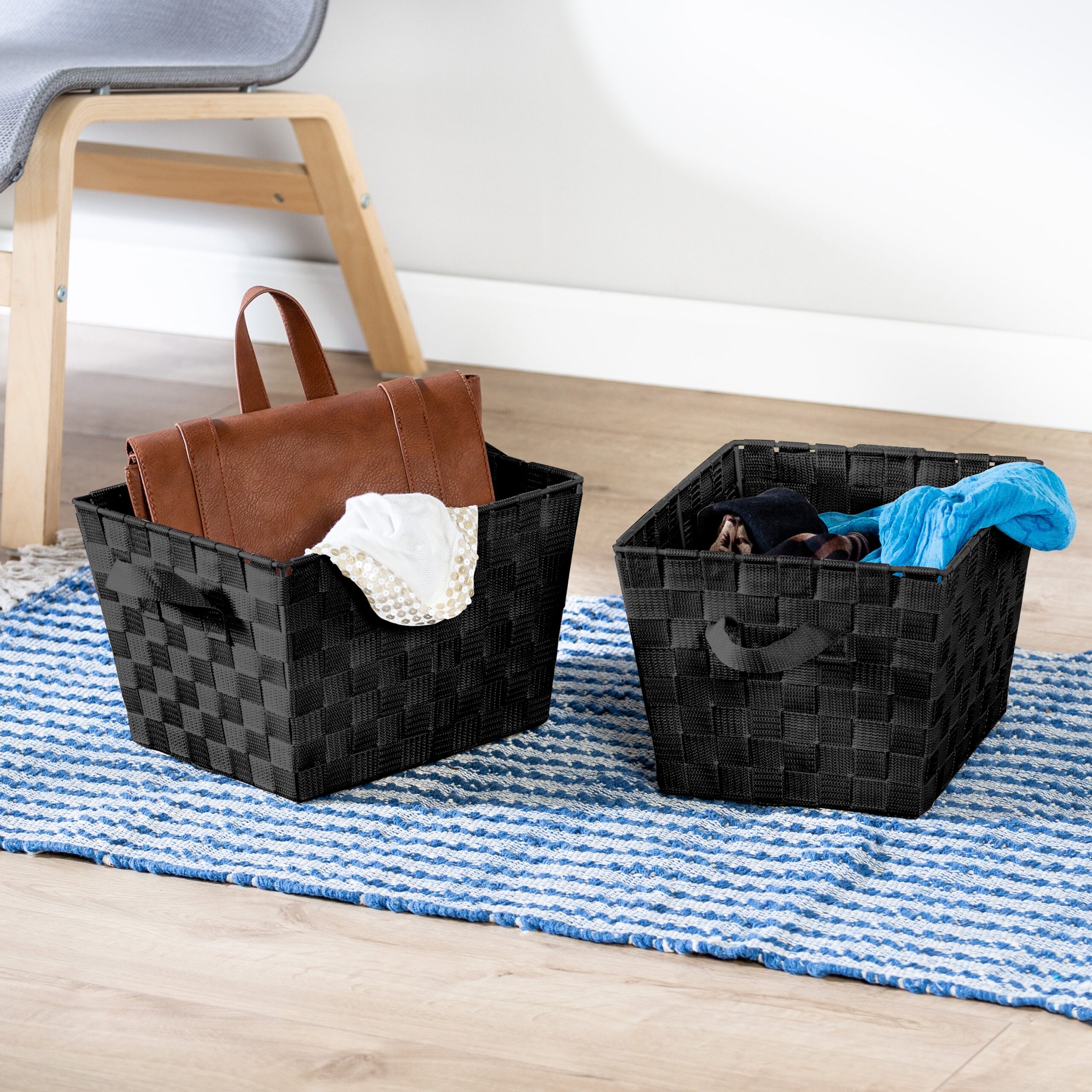 black woven storage bins with handles (2 pack) black woven storage bins with handles (2 pack)