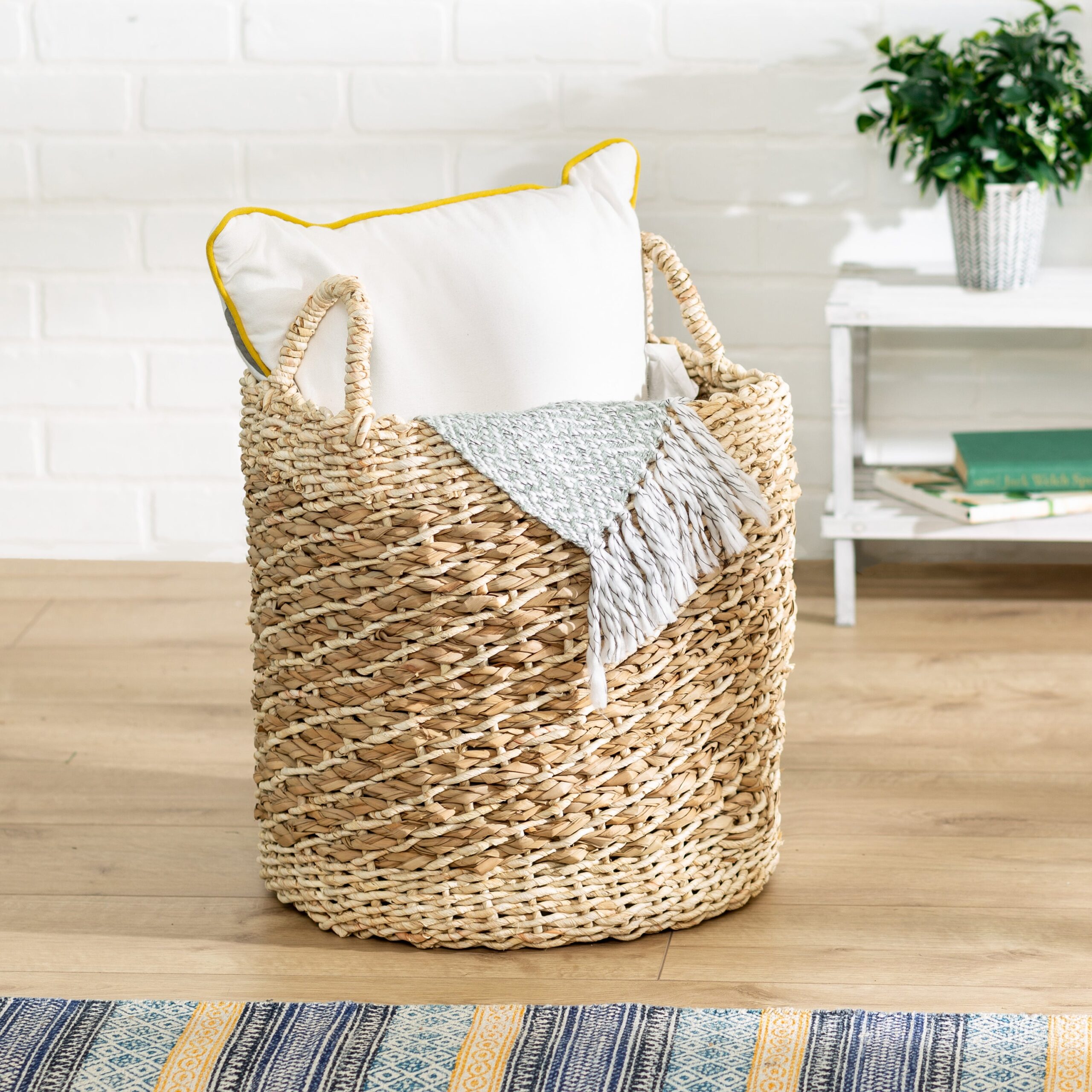 natural tea stained large wicker storage basket with handles natural tea stained large wicker storage basket with handles