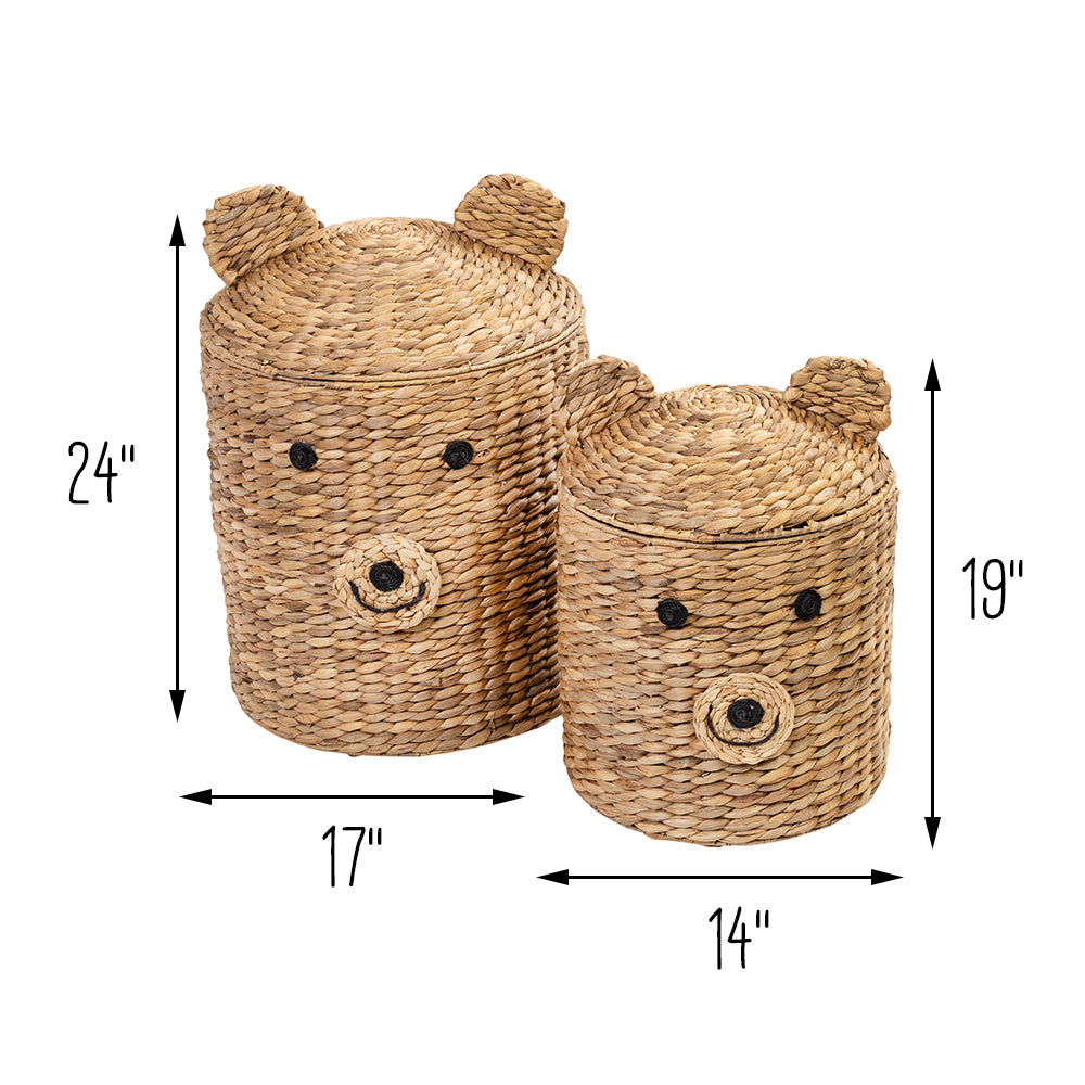 natural water hyacinth bear shaped baskets (set of 2) natural water hyacinth bear shaped baskets (set of 2)