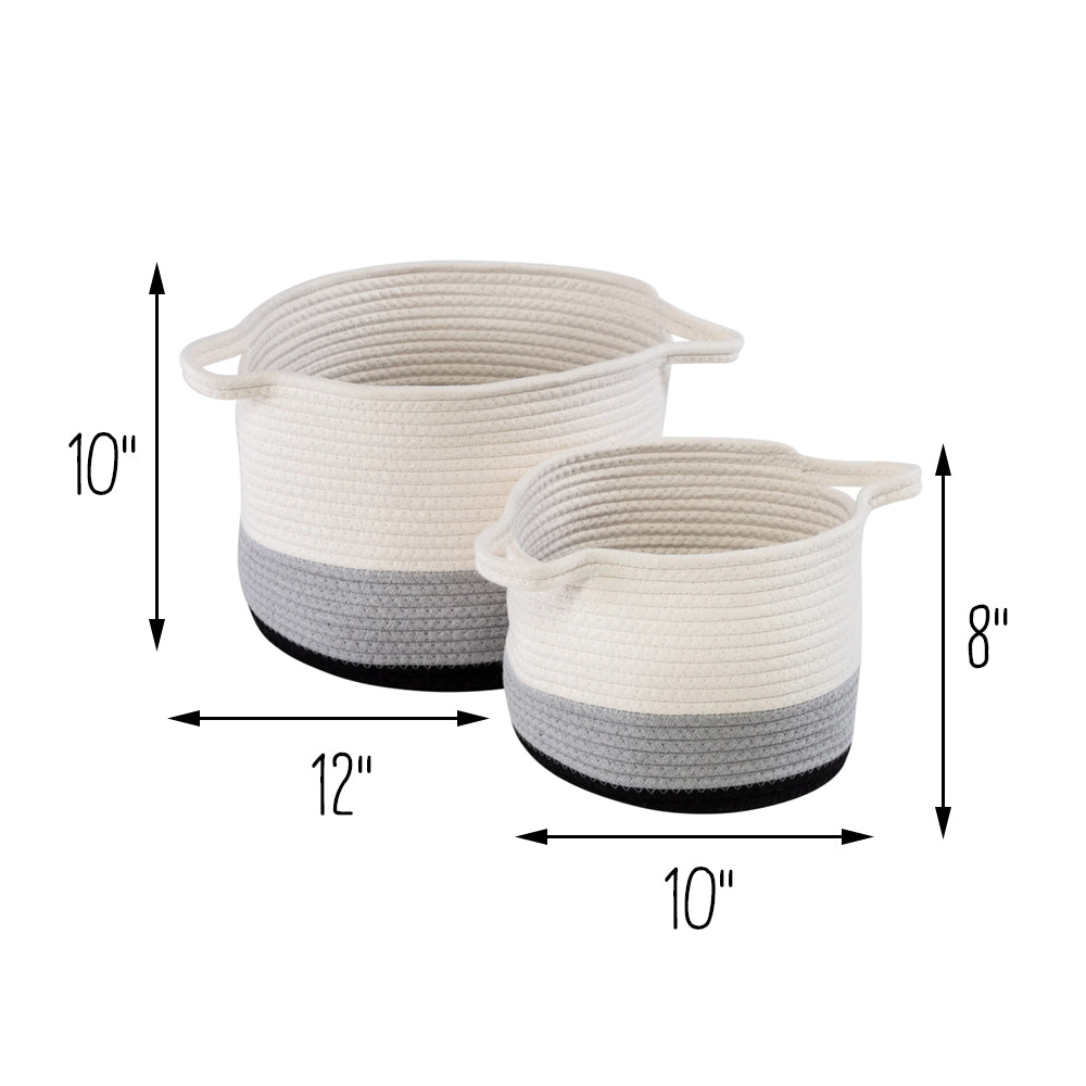 black/white ombré cotton rope nesting basket (set of 2) black/white ombré cotton rope nesting basket (set of 2)