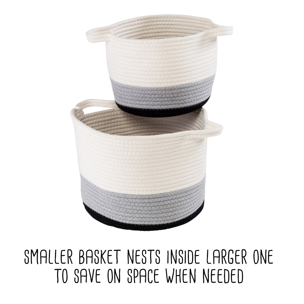 black/white ombré cotton rope nesting basket (set of 2) black/white ombré cotton rope nesting basket (set of 2)