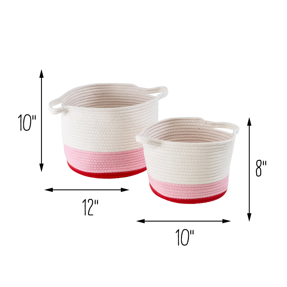 red/white ombré cotton rope nesting basket (set of 2) red/white ombré cotton rope nesting basket (set of 2)