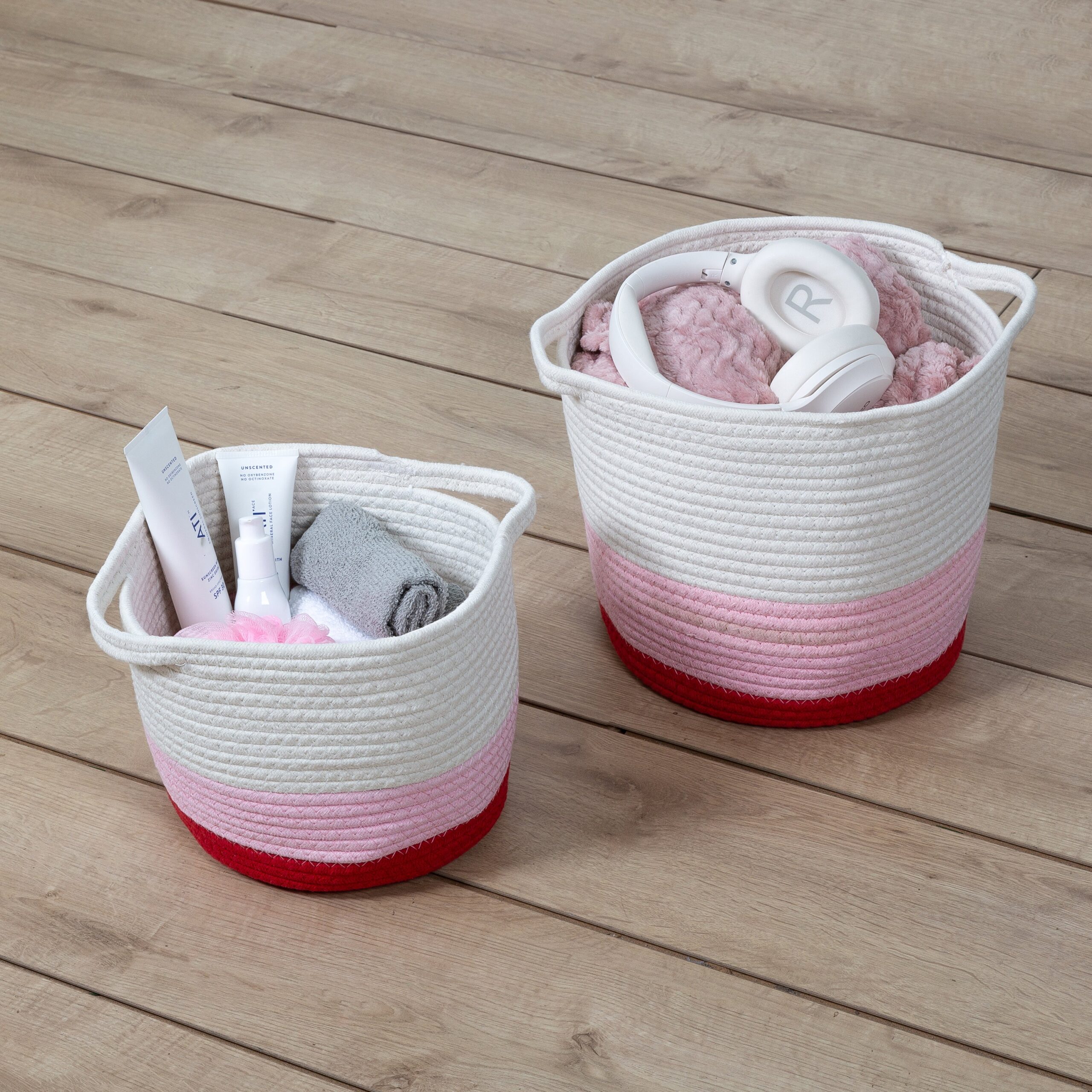 red/white ombré cotton rope nesting basket (set of 2) red/white ombré cotton rope nesting basket (set of 2)