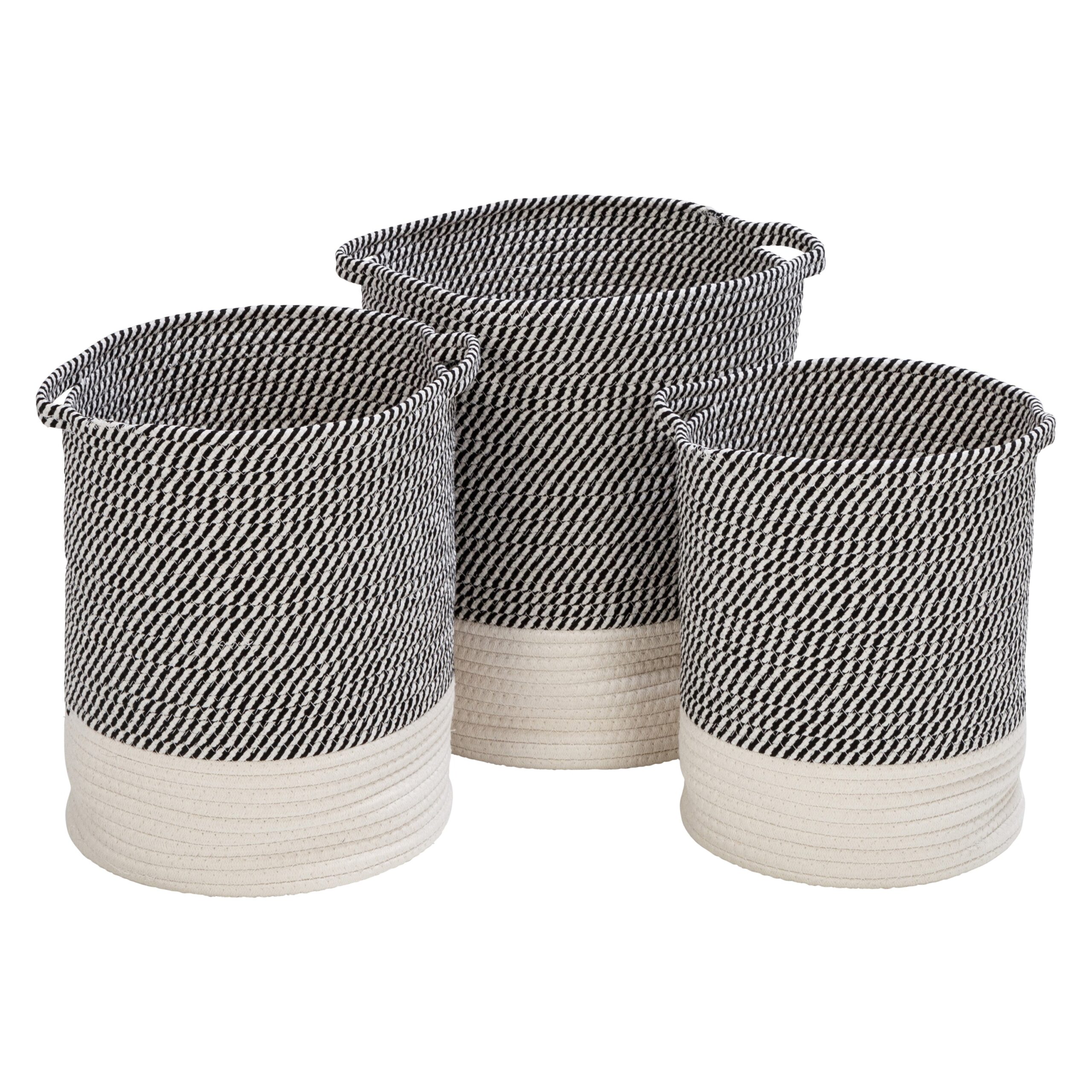 gray/white cotton rope nesting baskets (set of 3) gray/white cotton rope nesting baskets (set of 3)