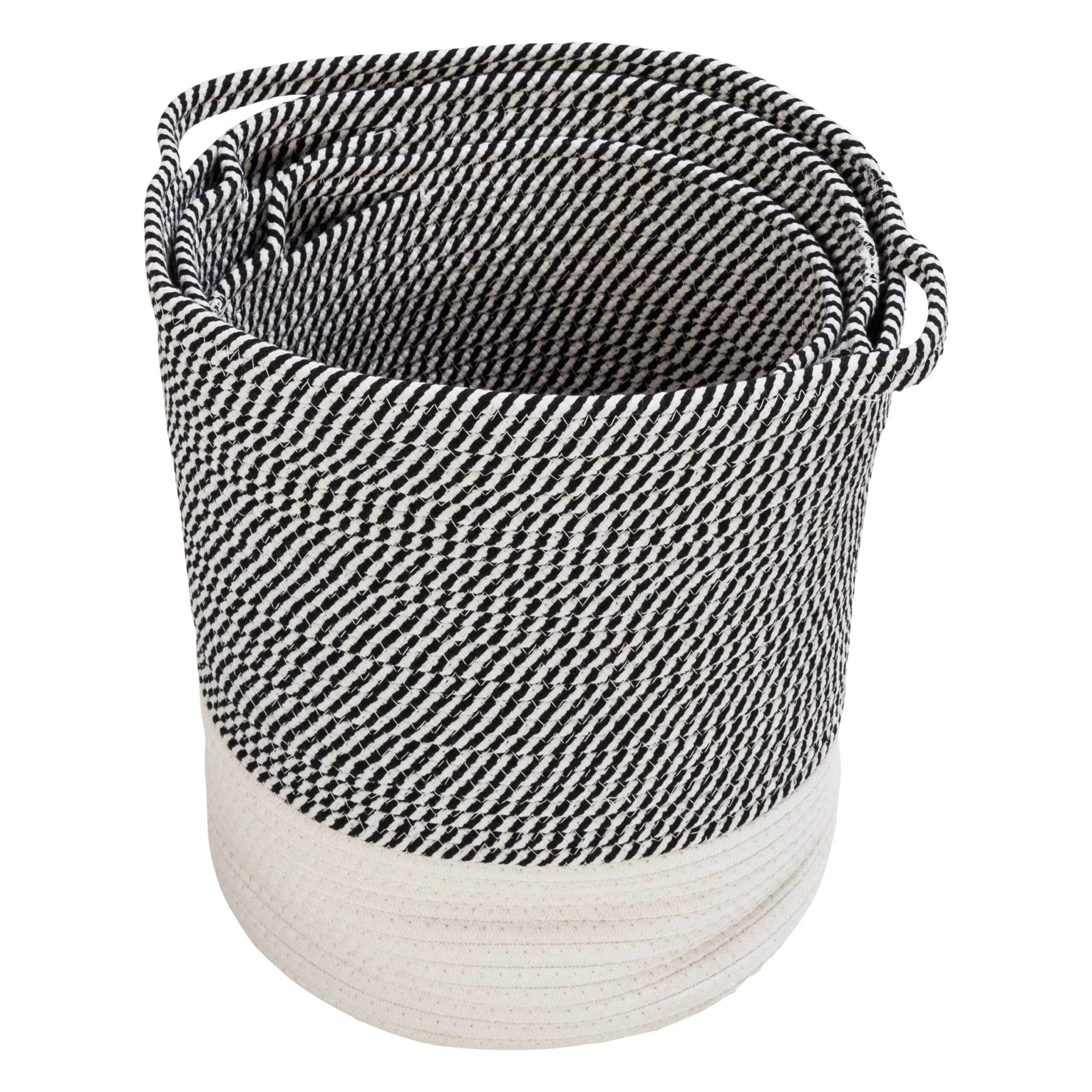 gray/white cotton rope nesting baskets (set of 3) gray/white cotton rope nesting baskets (set of 3)