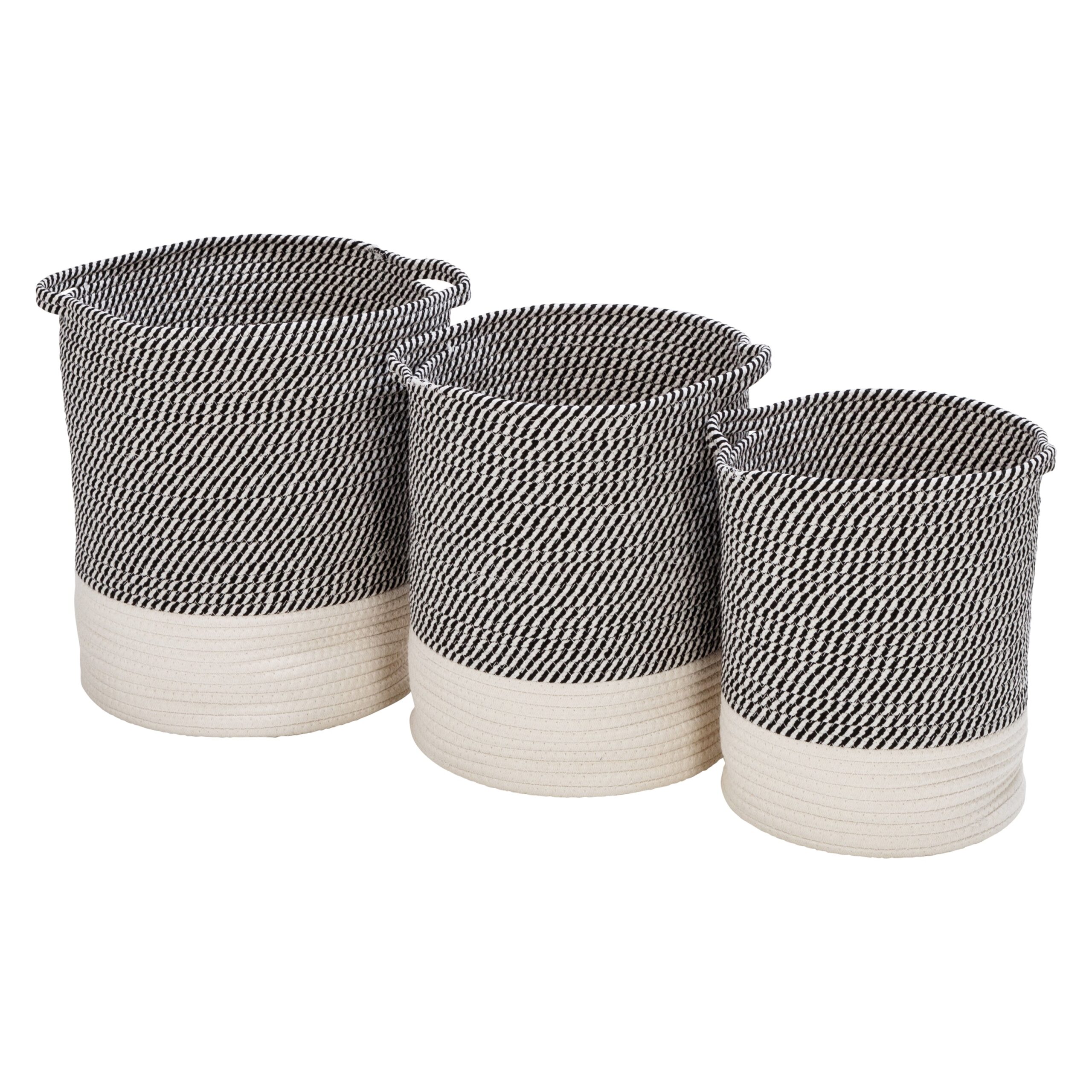 gray/white cotton rope nesting baskets (set of 3) gray/white cotton rope nesting baskets (set of 3)
