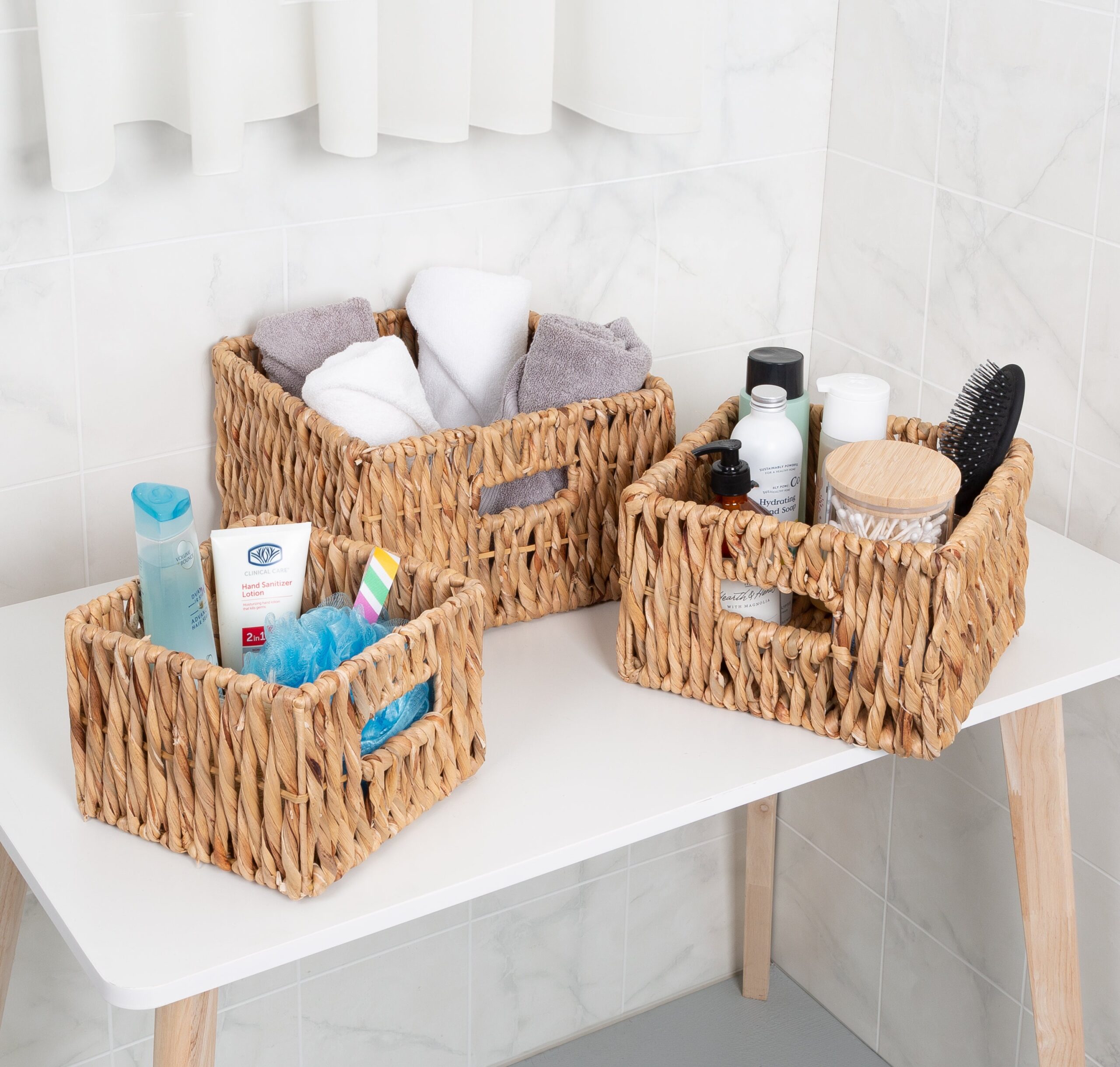 natural wicker square nested baskets with handles (set of 3) natural wicker square nested baskets with handles (set of 3)