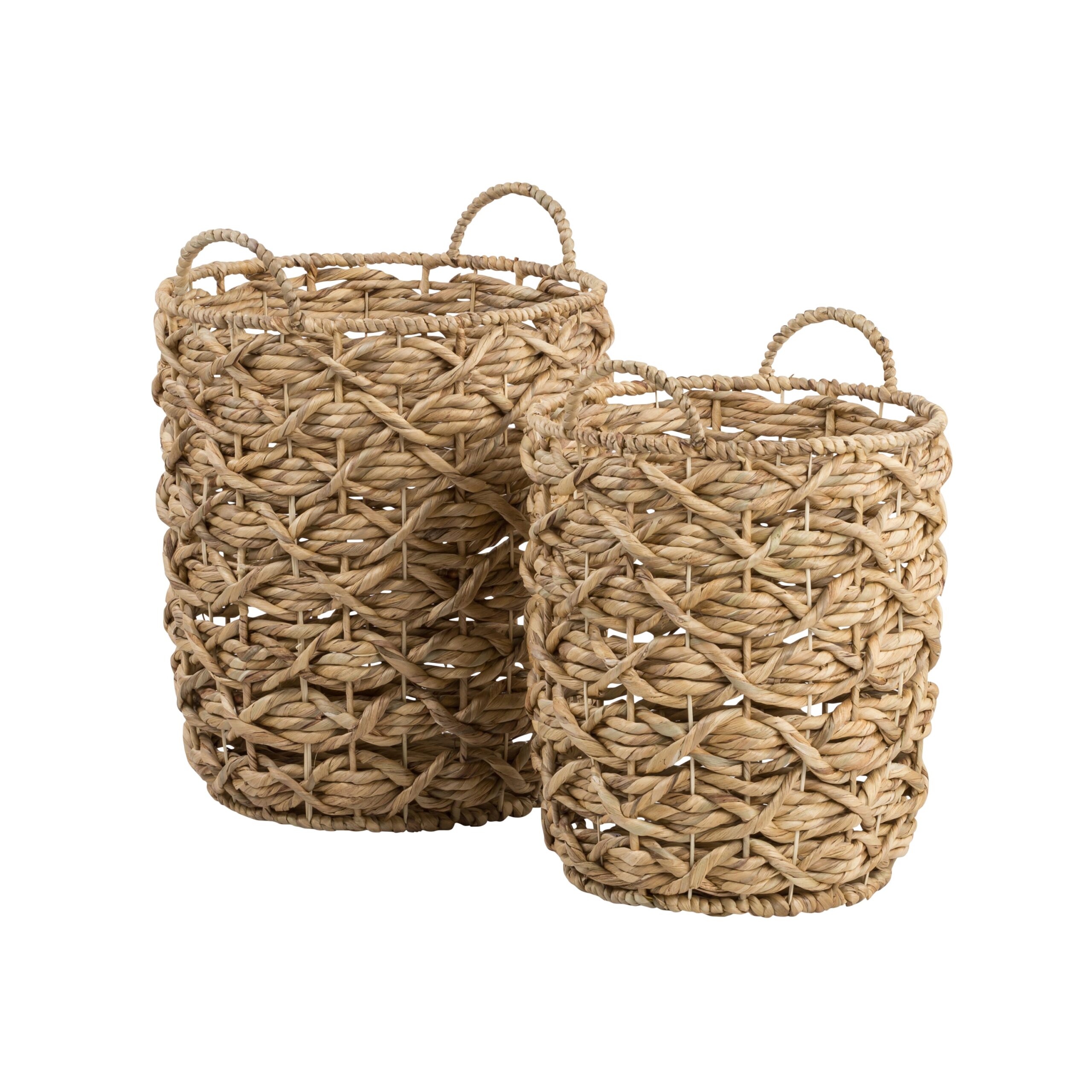 natural round decorative wicker baskets with handles (set of 2) natural round decorative wicker baskets with handles (set of 2)